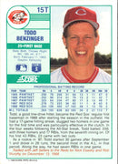 1989 Score Rookie & Traded Todd Benzinger
