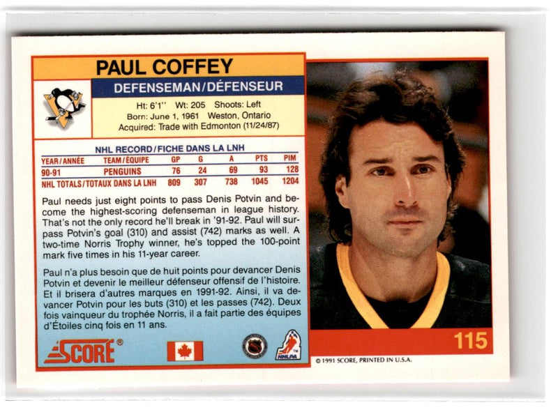 1991 Score French Paul Coffey