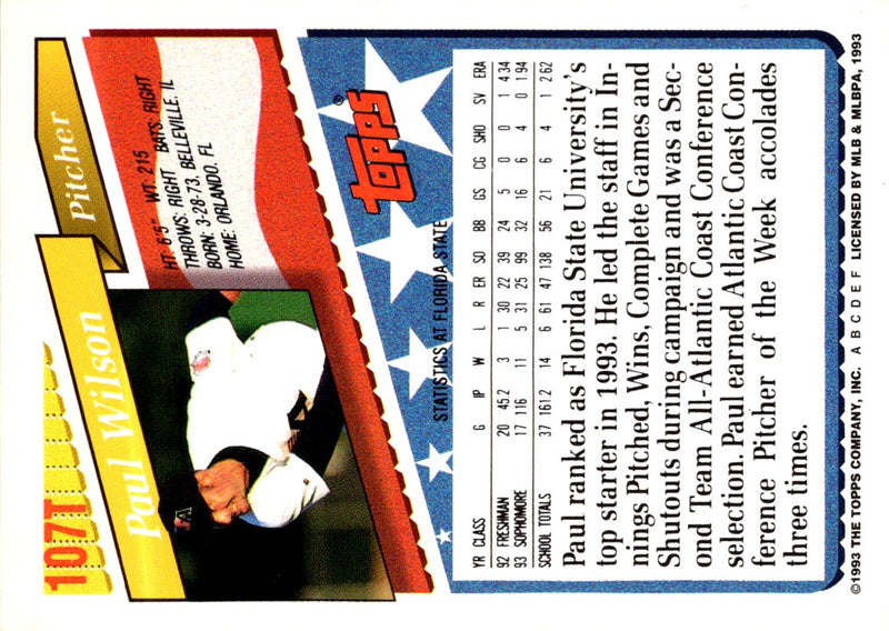 1993 Topps Bazooka Team USA Paul Wilson