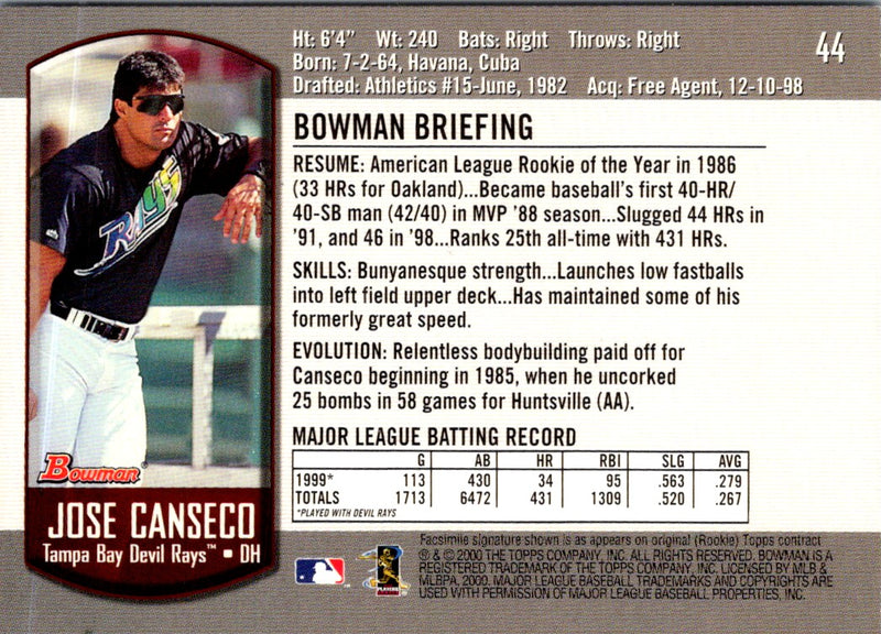 2000 Bowman Jose Canseco