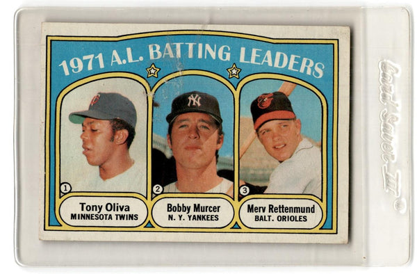 1972 Topps AL 1971 Batting Leaders - Tony Oliva/Bobby Murcer/Merv Rettenmund LL #86 EX