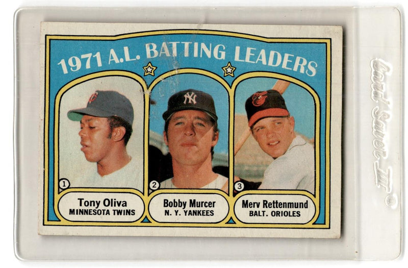 1972 Topps AL 1971 Batting Leaders - Tony Oliva/Bobby Murcer/Merv Rettenmund LL