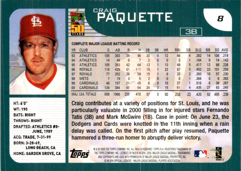 2001 Topps Craig Paquette