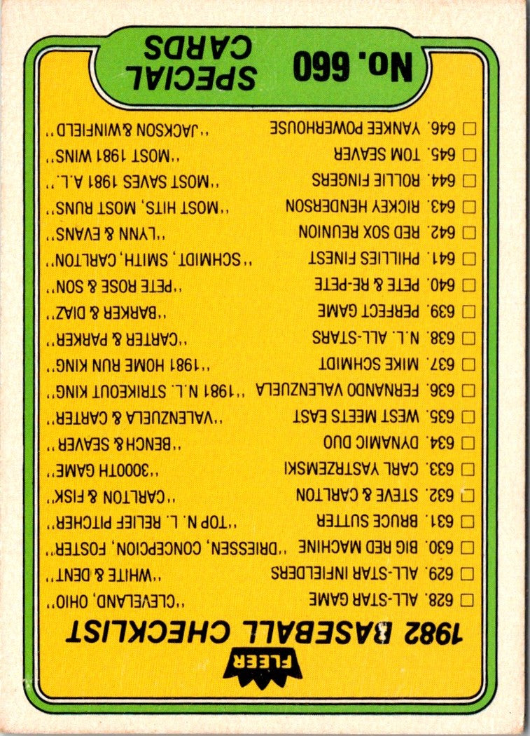 1969 Fleer Checklist 3rd Series