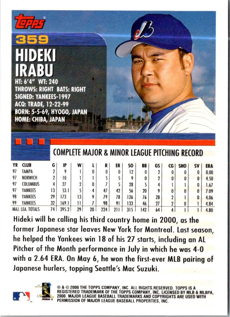 2000 Topps Hideki Irabu