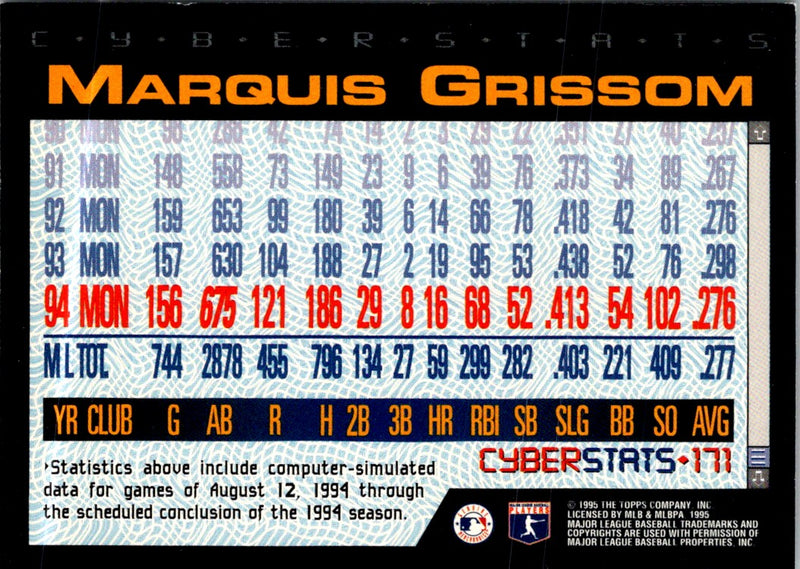 1995 Topps CyberStats (Spectralight) Marquis Grissom