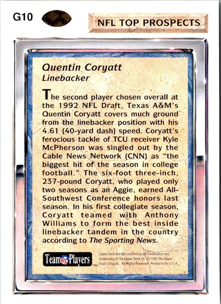 1992 Upper Deck Quentin Coryatt