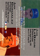 1995 Topps CyberStats Season in Review Juan Gonzalez