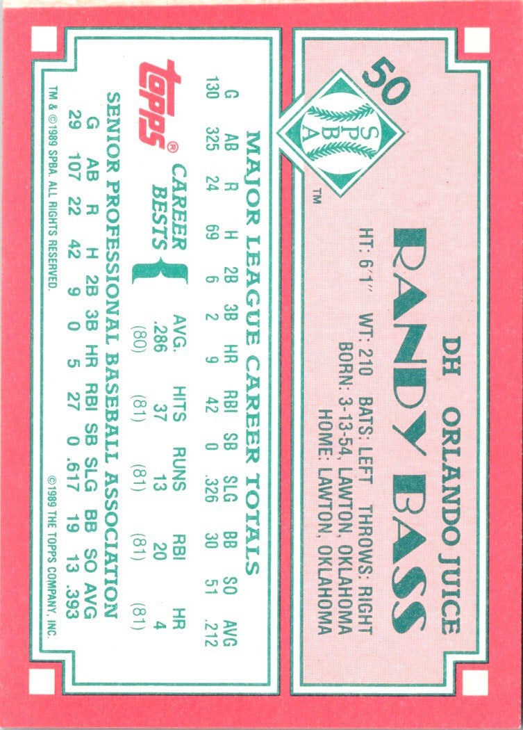 1989 Topps Senior League Randy Bass