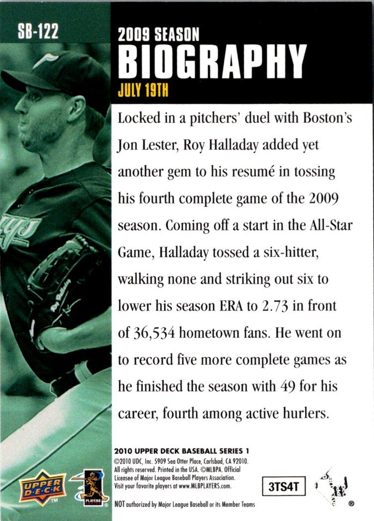 2010 Upper Deck Season Biography Roy Halladay