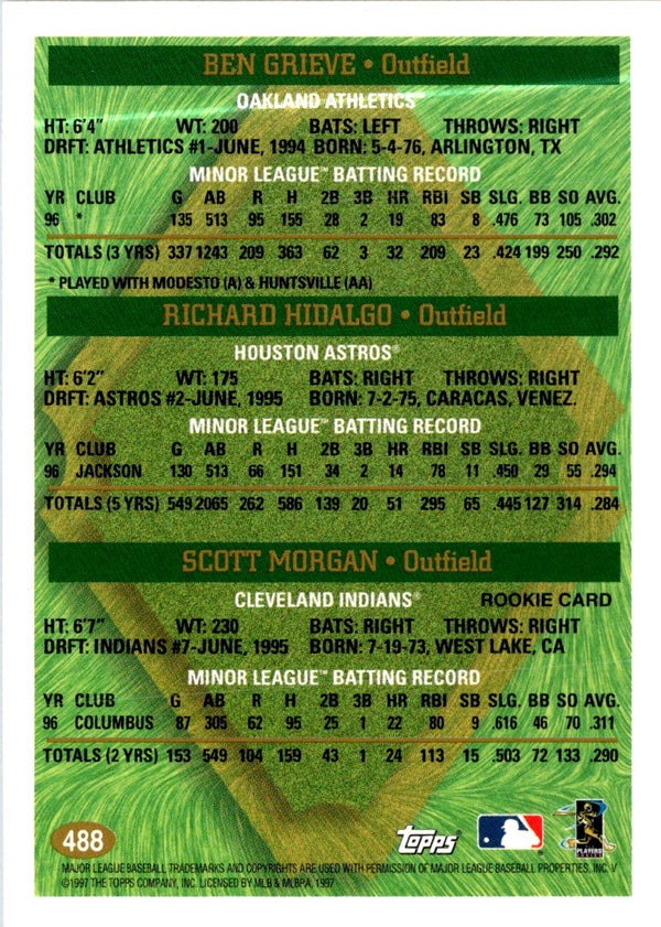 1997 Topps Ben Grieve/Richard Hidalgo/Scott Morgan #488 Rookie