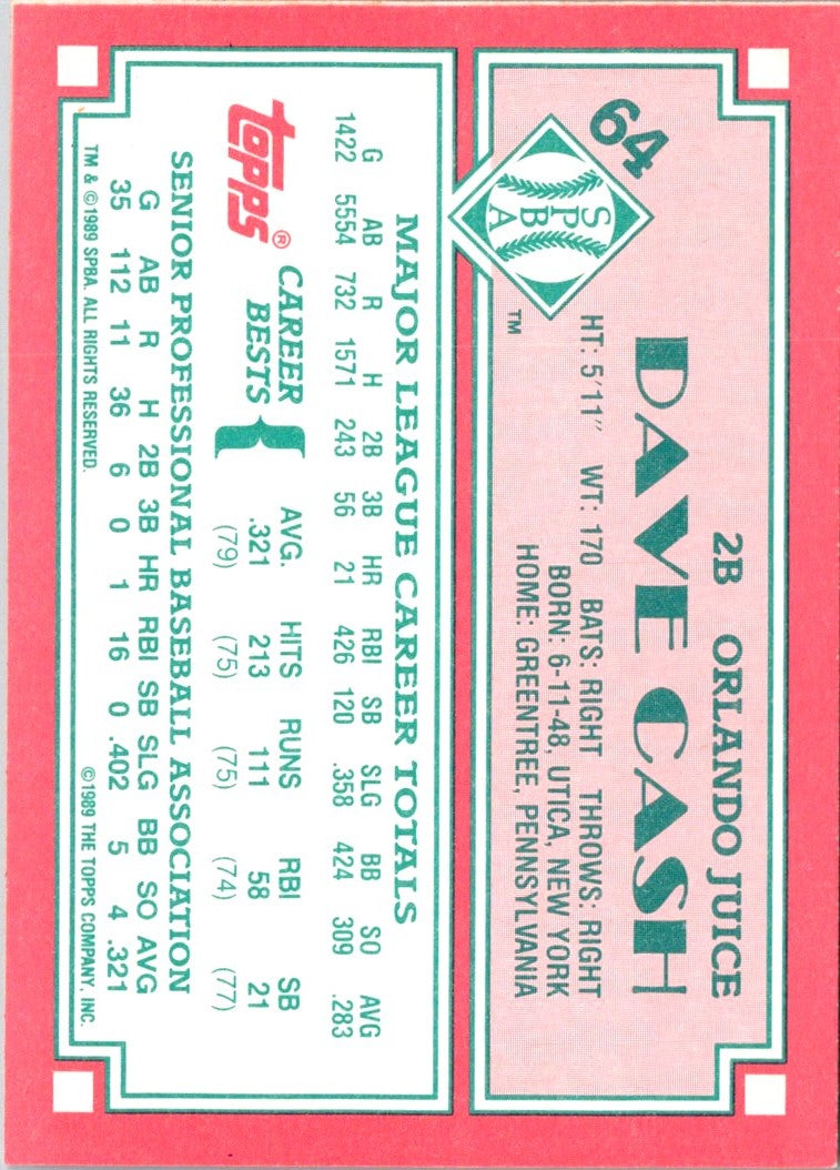 1989 Topps Senior League Dave Cash