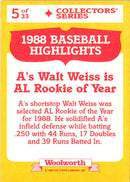 1989 Topps Woolworth Baseball Highlights Walt Weiss