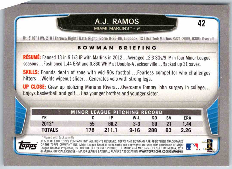 2013 Bowman A.J. Ramos