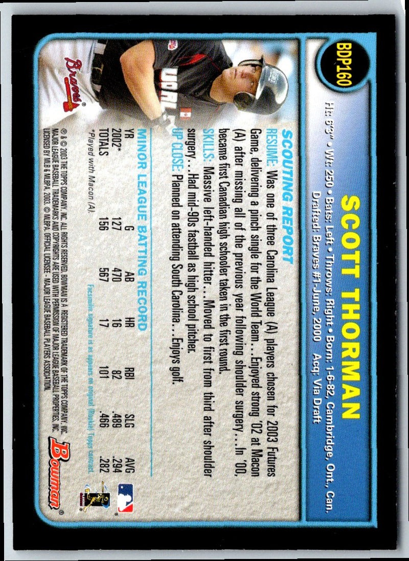 2003 Bowman Draft Picks & Prospects Scott Thorman