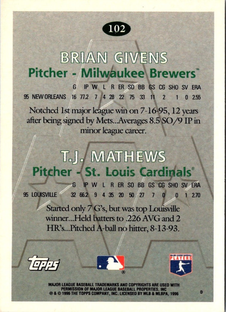 1996 Topps Brian Givens/T.J. Mathews