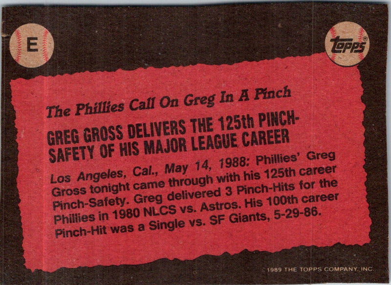 1989 Topps Wax Box Cards Greg Gross