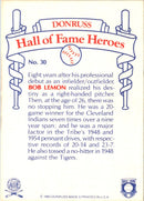 1983 Donruss Hall of Fame Heroes Bob Lemon