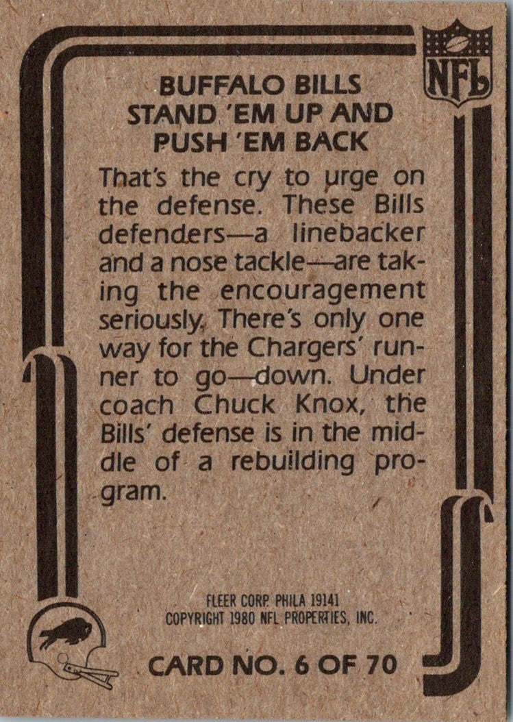 1980 Fleer Team Action Stand 'Em Up and Push 'Em Back (Defense)