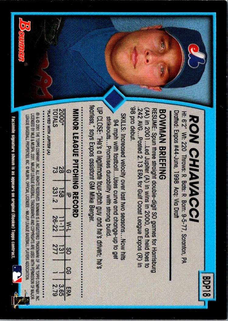 2001 Bowman Draft Picks & Prospects Ron Chiavacci