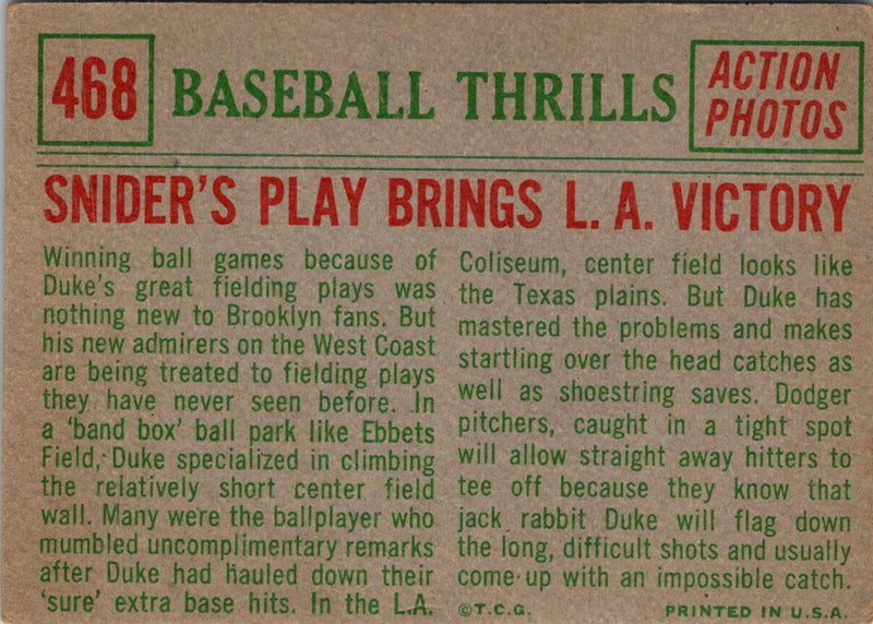 1959 Topps Sniders Play Brings LA
