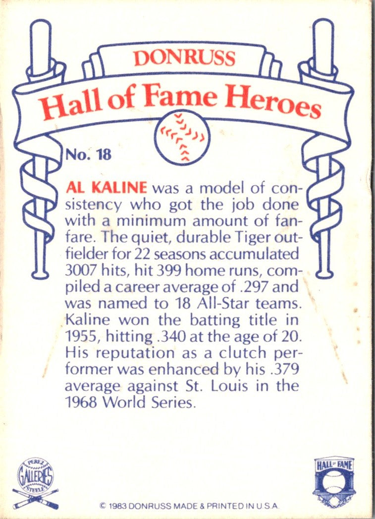 1983 Donruss Hall of Fame Heroes Al Kaline