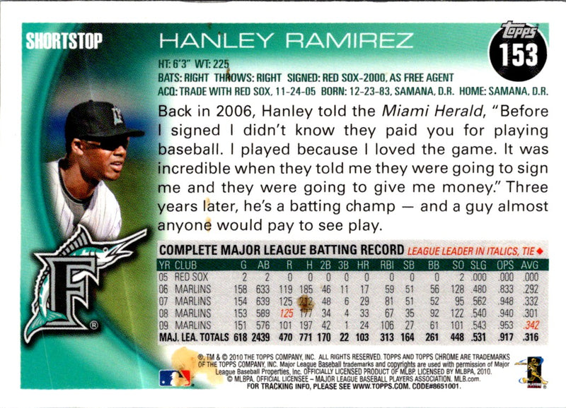 2010 Topps Chrome Hanley Ramirez