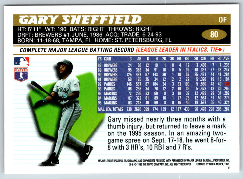 1996 Topps Gary Sheffield