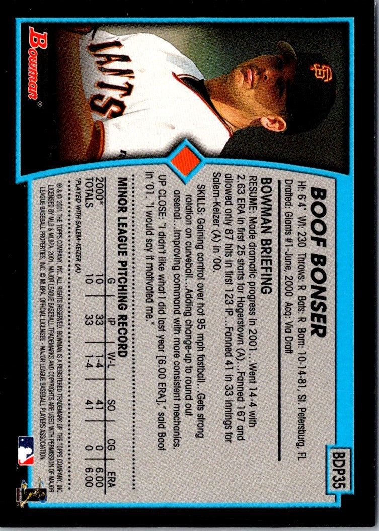 2001 Bowman Draft Picks & Prospects Boof Bonser