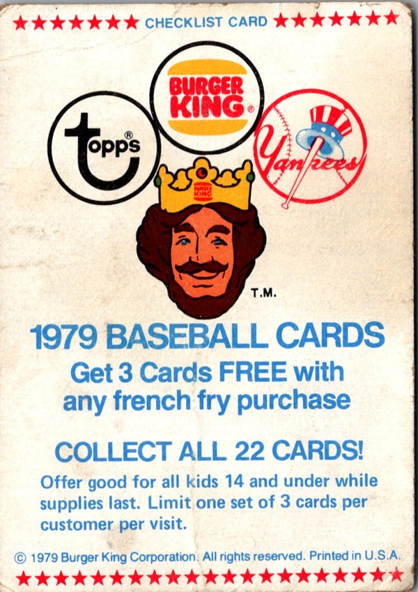 1978 Topps Burger King Detroit Tigers Checklist #NNO