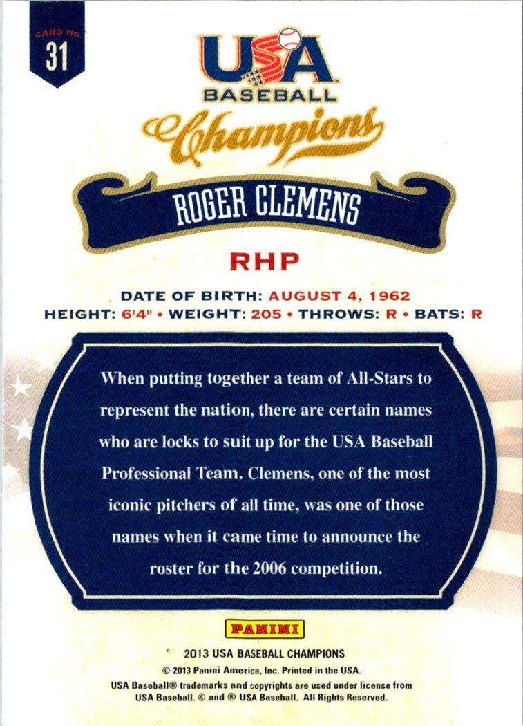 2013 Panini USA Champions Roger Clemens
