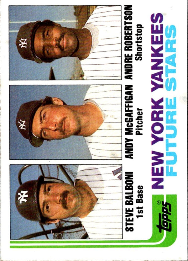 1982 Topps Yankees Future Stars - Steve Balboni/Andy McGaffigan/Andre Robertson #83 Rookie