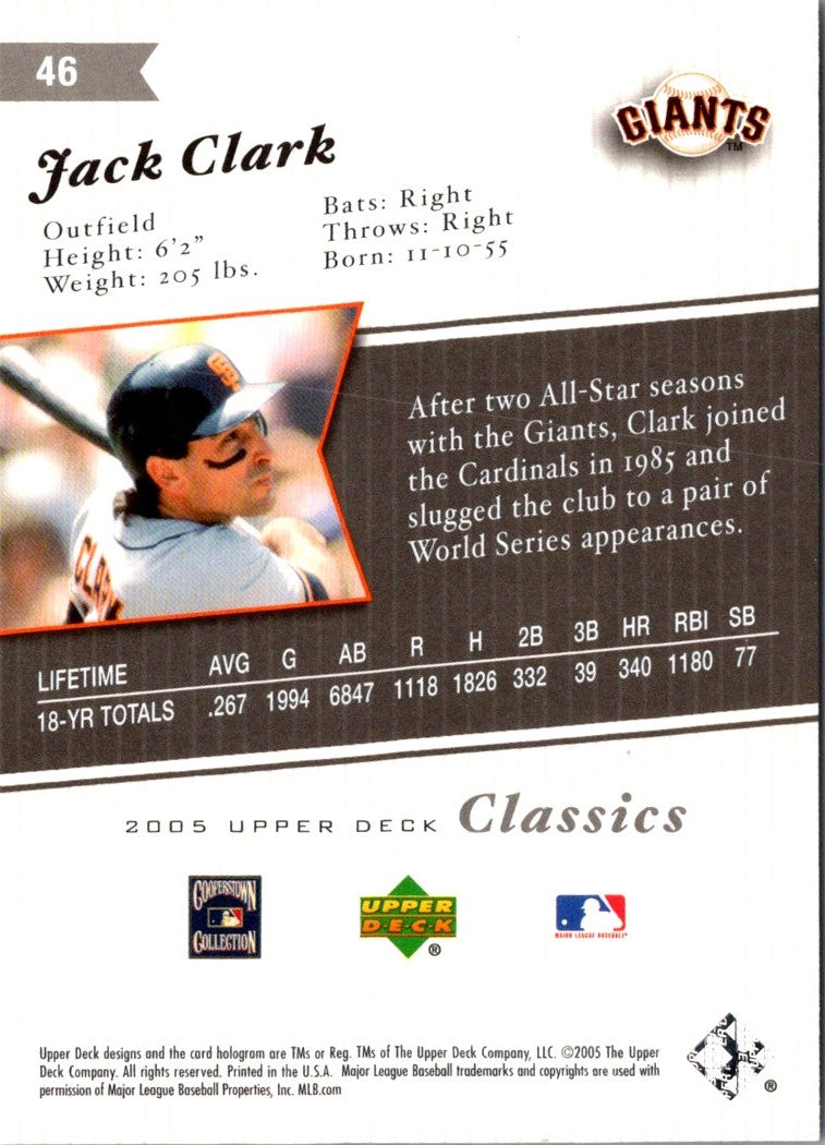 2005 Upper Deck Classics Jack Clark
