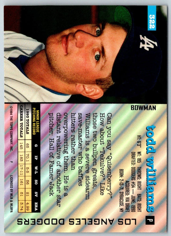 1994 Bowman Todd Williams #322