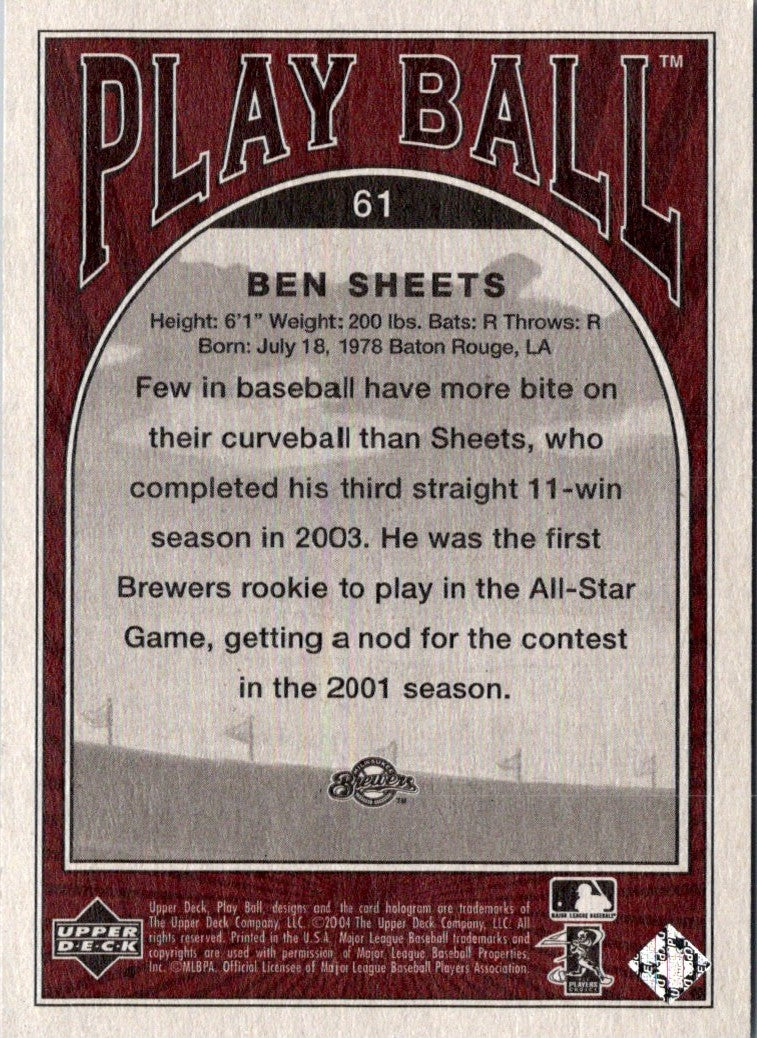 2004 Upper Deck Play Ball Ben Sheets