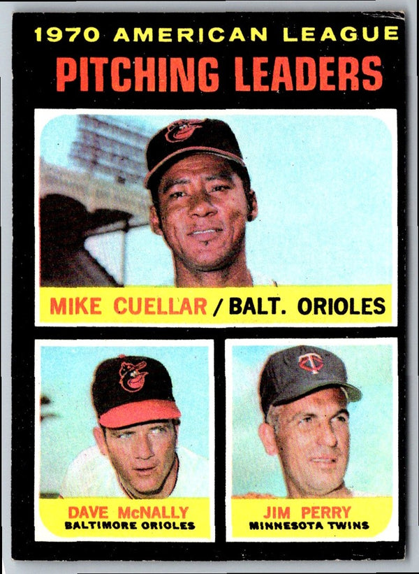 1971 O-Pee-Chee AL 1970 Pitching Leaders - Mike Cuellar/Dave McNally/Jim Perry LL #69