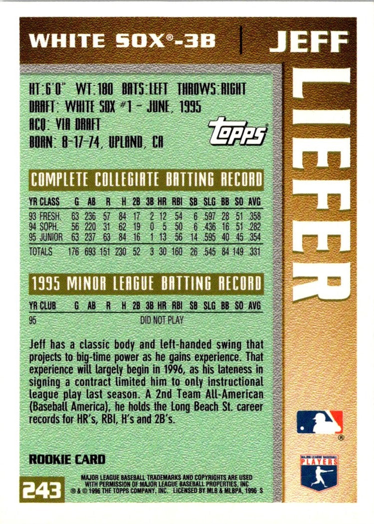 1996 Topps Jeff Liefer