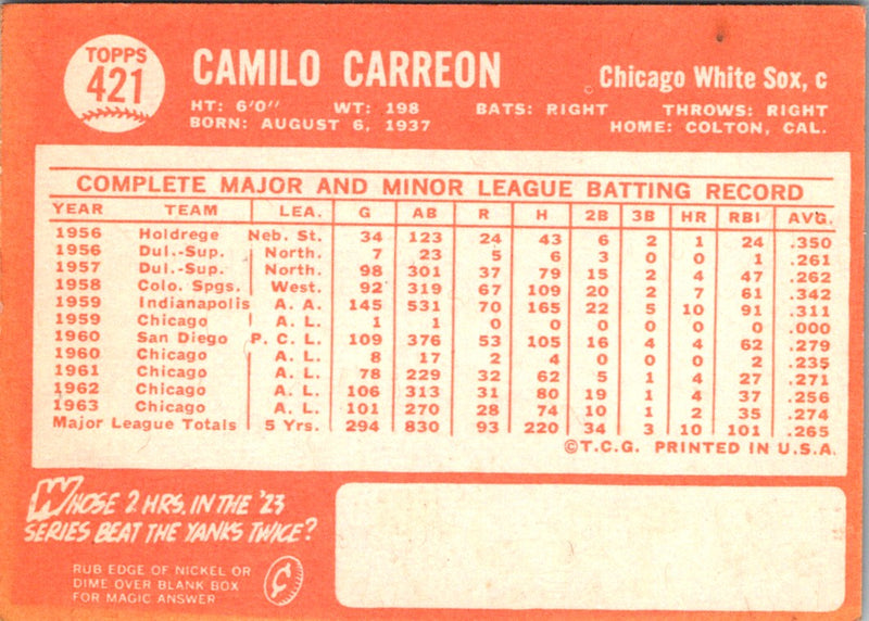1964 Topps Camilo Carreon