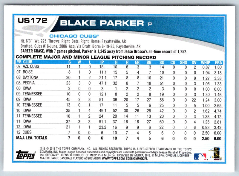 2013 Topps Update Blake Parker