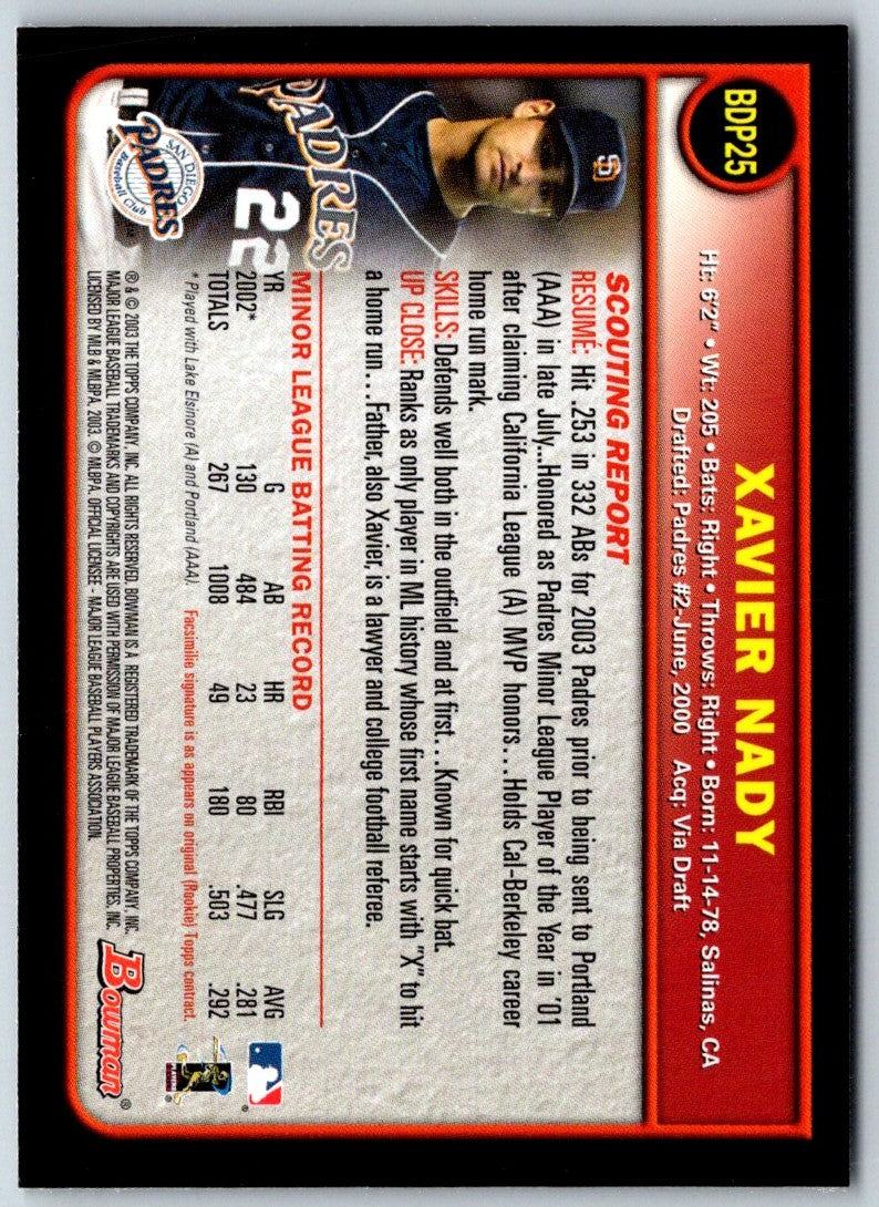 2003 Bowman Draft Picks & Prospects Xavier Nady