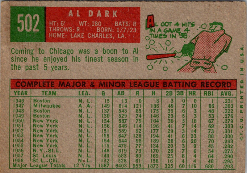 1959 Topps Al Dark
