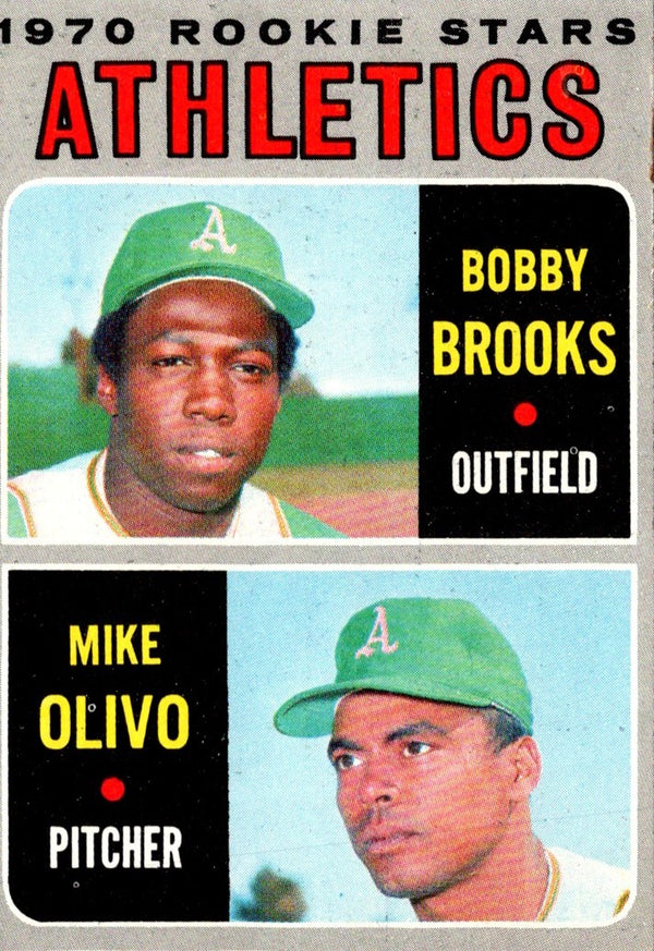 1970 Topps Athletics Rookies - Bobby Brooks/Mike Olivo #381 EX