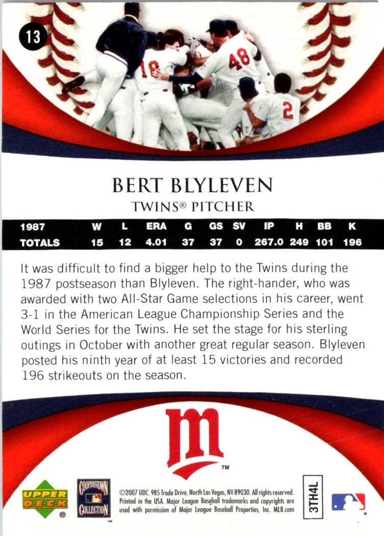 2007 Upper Deck 1987 World Series 20th Anniversary Bert Blyleven