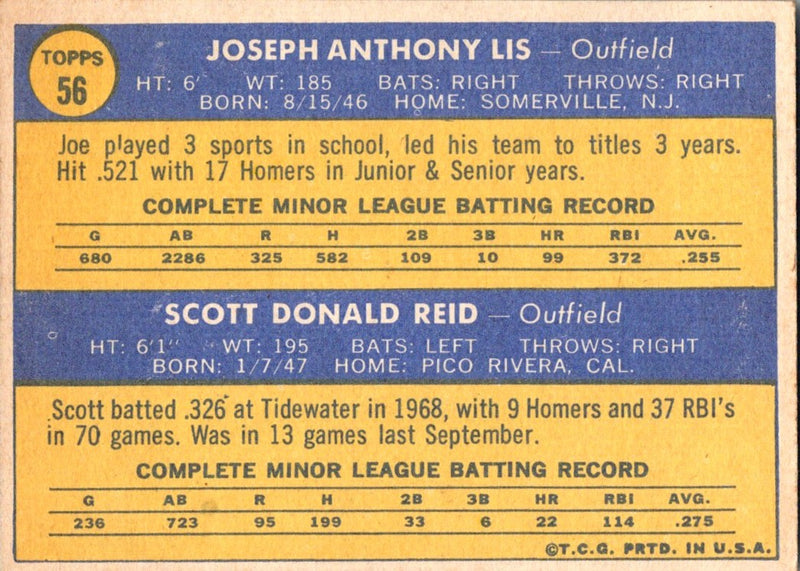 1970 Topps Phillies 1970 Rookie Stars - Joe Lis/Scott Reid