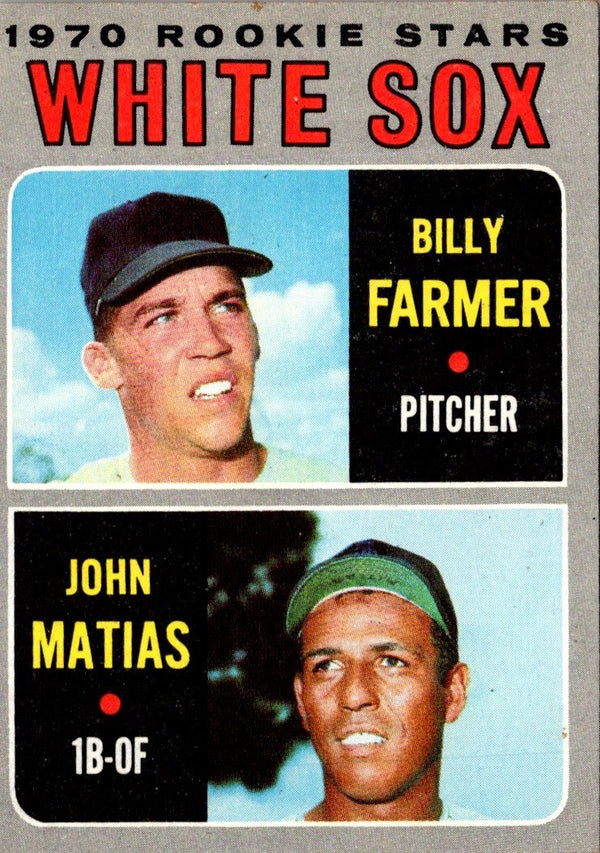 1970 Topps White Sox 1970 Rookie Stars - Billy Farmer/John Matias #444 Rookie VG-EX