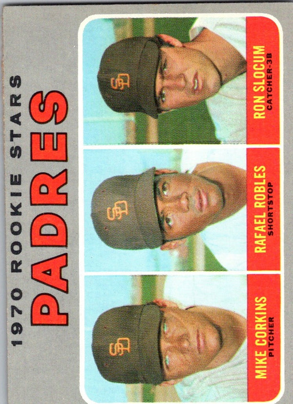 1970 Topps Padres 1970 Rookie Stars - Mike Corkins/Rafael Robles/Ron Slocum #573 Rookie EX-MT+