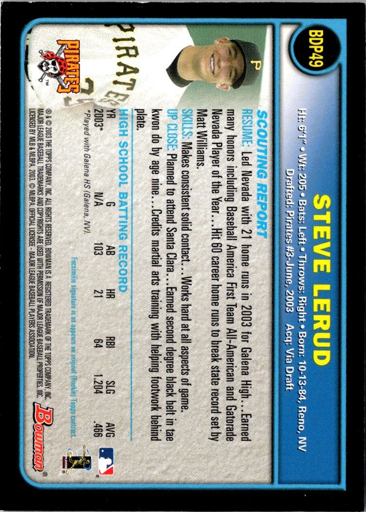 2003 Bowman Draft Picks & Prospects Steve Lerud
