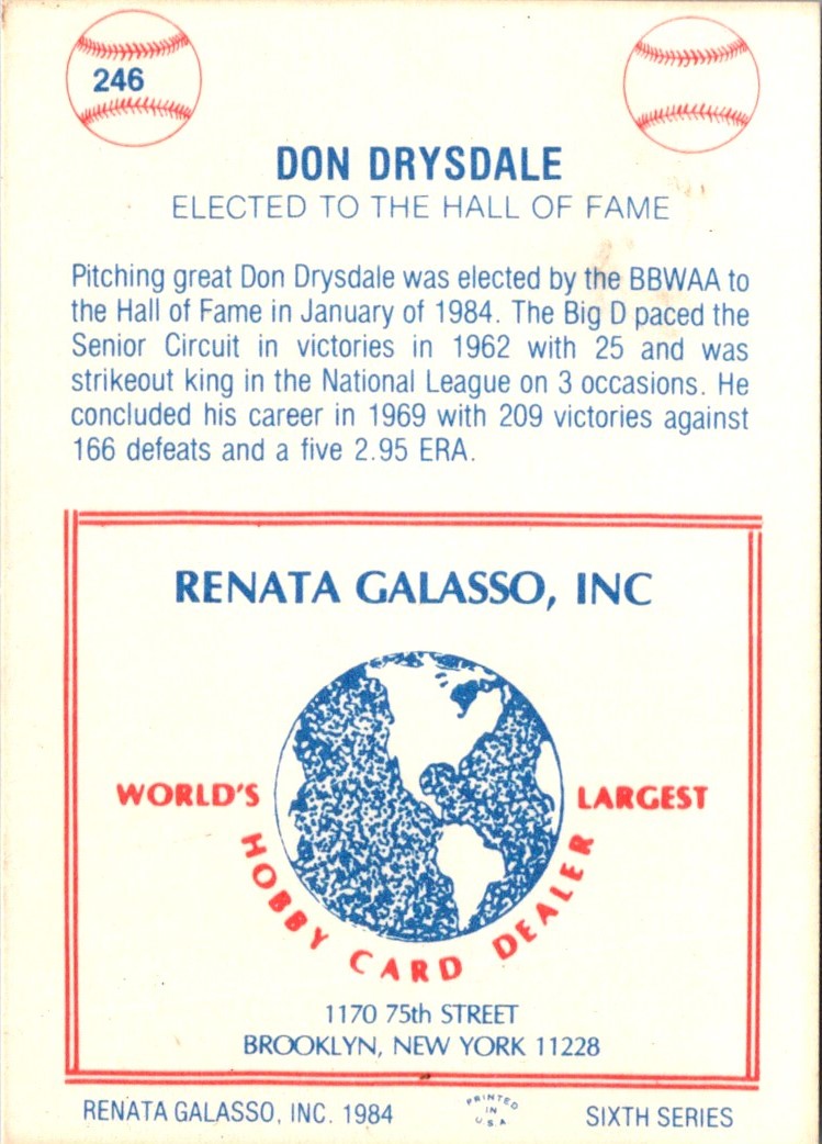 1977 Galasso Glossy Greats Don Drysdale