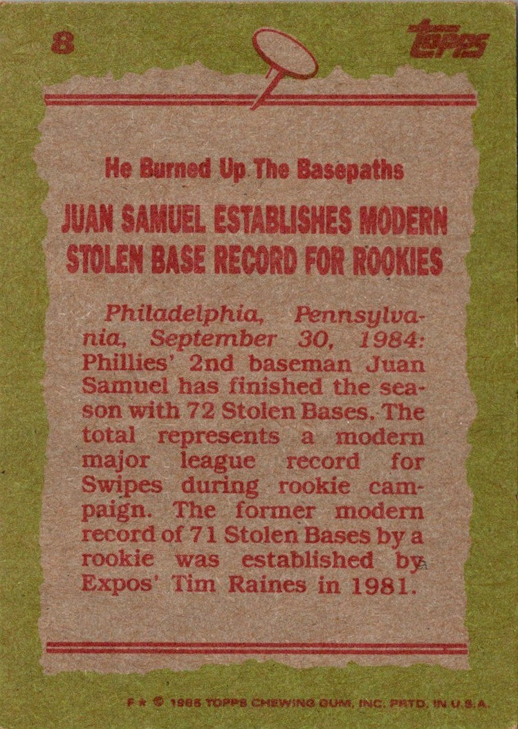 1985 Topps Juan Samuel