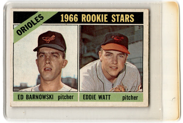 1966 Topps Orioles Rookies - Ed Barnowski/Eddie Watt #442 Rookie EX